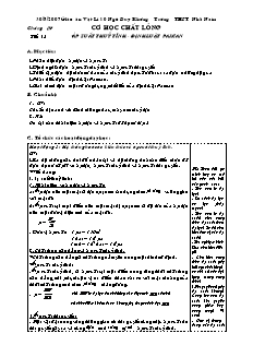 Giáo án Vật lý khối 10 - Trường THPT Nhã Nam - Chương IV: Cơ học chất lỏng