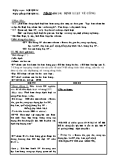 Giáo án Vật lý khối 8 tiết 20 bài 14: Định luật về công