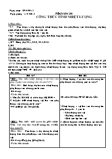Giáo án Vật lý khối 8 tiết 31 bài 24: Công thức tính nhiệt lượng