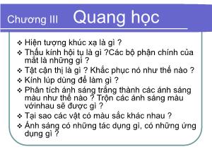 Giáo án Vật lý khối 9 - Bài 40: Hiện tượng khúc xạ ánh sáng