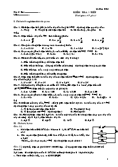 Giáo án Vật lý khối 9 - Kiểm tra 1 tiết