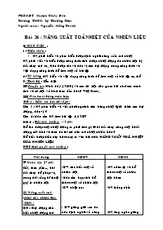 Giáo án Vật lý lớp 8 bài 26: Năng suất toả nhiệt của nhiên liệu