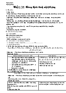 Giáo án Vật lý lớp 8 Tiết 31: Công thức tính nhiệt lượng