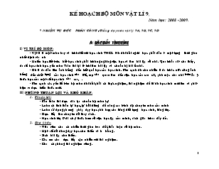 Kế hoạch bộ môn Vật lí 9 - Năm học: 2008 - 2009