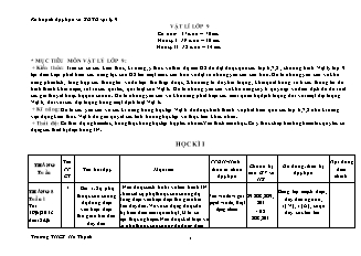 Kế hoạch dạy học Vật lý 9