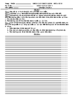 Khảo sát chất lượng giữa kì II môn Vật lý lớp 9