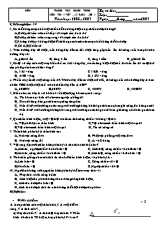 Kiểm tra 1 tiết - Lý 9 học kì II - Đề 1 năm học: 2006 – 2007