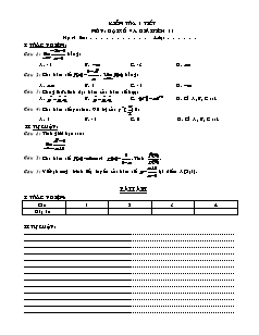Kiểm tra 1 tiết môn: Đại số và giải tích 11
