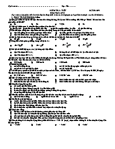 Kiểm tra 1 tiết môn: Vật lí 10 nâng cao - Mã đề: 694