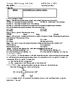 Kiểm tra 1 tiết môn: Vật lí 8 - Đề 2