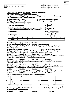 Kiểm tra: 1 tiết môn: Vật lý 10 cơ bản - Đề 1