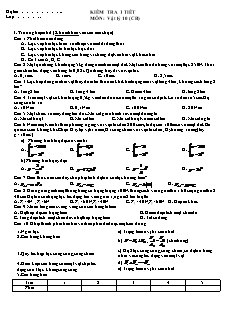 Kiểm tra 1 tiết môn: Vật lý 10 (cơ bản)