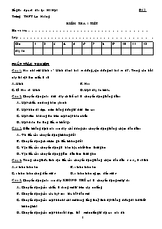 Kiểm tra 1 tiết - Trường THPT Lưu Hoàng
