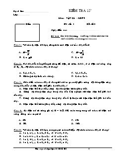 Kiểm tra 15 môn: Vật lý - Lớp 9 - Đề số 2