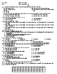 Kiểm tra 15 phút Môn: Công Nghệ 10