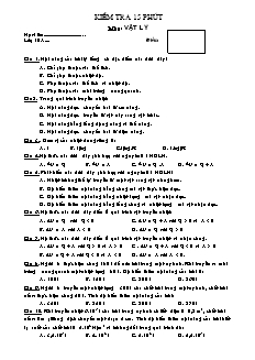 Kiểm tra 15 phút môn: Vật Lý