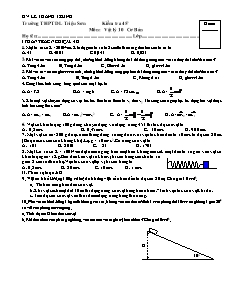 Kiểm tra 45 phút môn: Vật lý 10 cơ bản