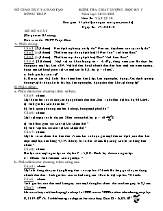 Kiểm tra chất lượng học kỳ I năm học: 2012 - 2013 môn: Vật lý 10 - Đề 26