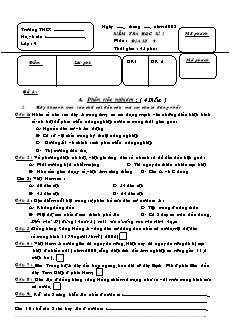Kiểm tra học kì I môn : Địa lý 9 thời gian : 45 phút
