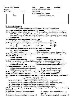 Kiểm tra học kì I môn: Vật lí 8 - Trường THCS Tam Bố