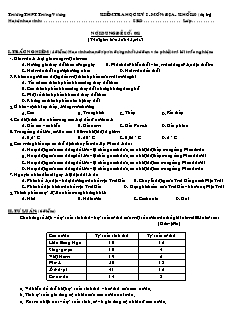 Kiểm tra học kỳ I - Môn: Địa - Khối 10 (dự bị)