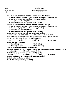 Kiểm tra môn: Công nghệ 10