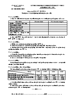 Kỳ thi chọn học sinh giỏi tỉnh lớp 9 THCS môn thi: Địa lý - Bảng A thời gian: 150 phút (không kể thời gian giao đề)