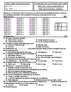 Kỳ thi học kỳ II, năm học 2007 – 2008 môn thi : Công nghệ khối 11 thời gian làm bài : 45 phút