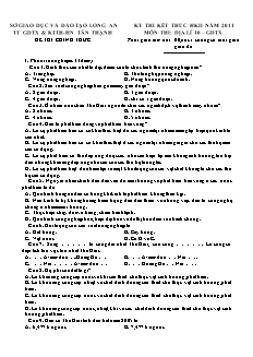 Kỳ thi kết thúc học kì 2 năm 2011 môn thi: Địa lí 10   thời gian làm bài: 60 phút, không kể thời gian giao đề