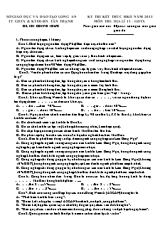 Kỳ thi kết thúc học kì 2 năm 2011 môn thi: Địa lí 11   thời gian làm bài: 60 phút, không kể thời gian giao đề