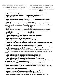 Kỳ thi kết thúc học kì II năm 2011 môn thi: Địa lí 11  thời gian làm bài: 60 phút, không kể thời gian giao đề