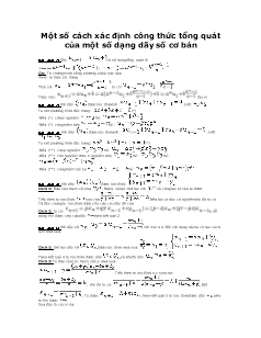 Một số cách xác định công thức tổng quát của một số dạng dãy số cơ bản