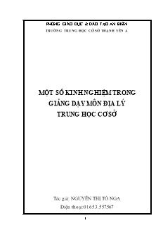 Một số kinh nghiệm trong giảng dạy môn Địa lý trung học cơ sở