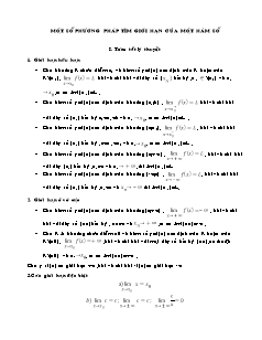 Một số phương pháp tìm giới hạn của một hàm số