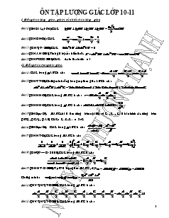 Ôn tập lượng giác lớp 10 - 11