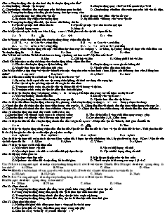 Phiếu bài tập trắc nghiệm môn Vật lý - Đề 12
