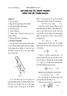 Thí nghiệm vật lý xác định gia tốc trọng trường bằng con lắc thuận nghịch