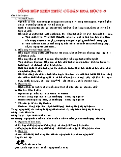 Tổng hợp kiến thức cơ bản Hoá học 8, 9