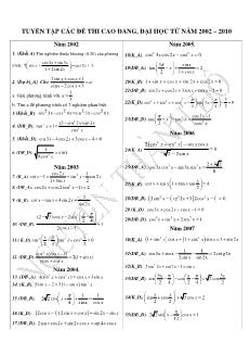 Tuyển tập các để thi cao đẳng, đại học từ năm 2002 – 2010