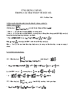 Ứng dụng cấp số trong các bài toán về dãy số