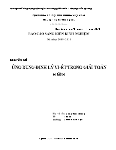 Ứng dụng định lý vi - Ét trong giải toán