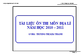 Tài liệu ôn thi môn Địa lí năm học 2010 – 2011